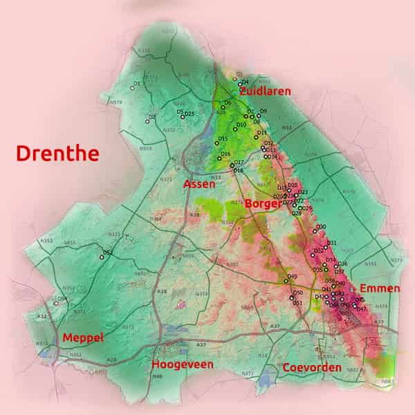 Drenthe hoogte kaart.