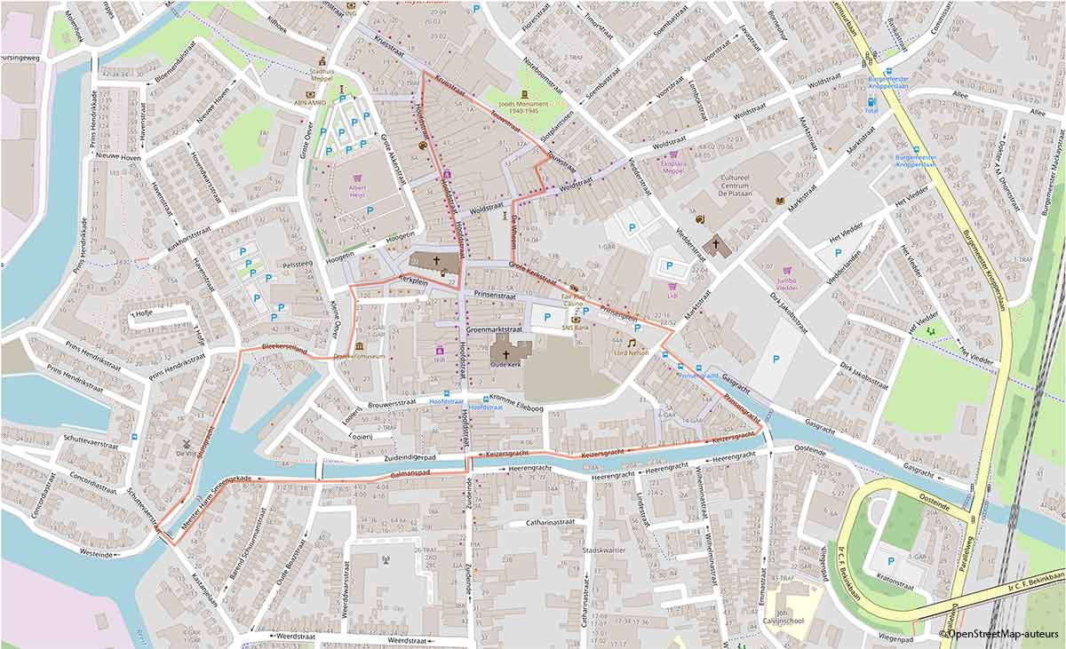 Kaart wandelroute Van Wevershoek tot Eversdoek te Meppel